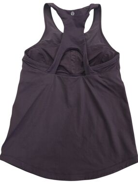 Lululemon Final Lap Tank Black Currant Luxtreme Running Top Size 10 Built In Bra